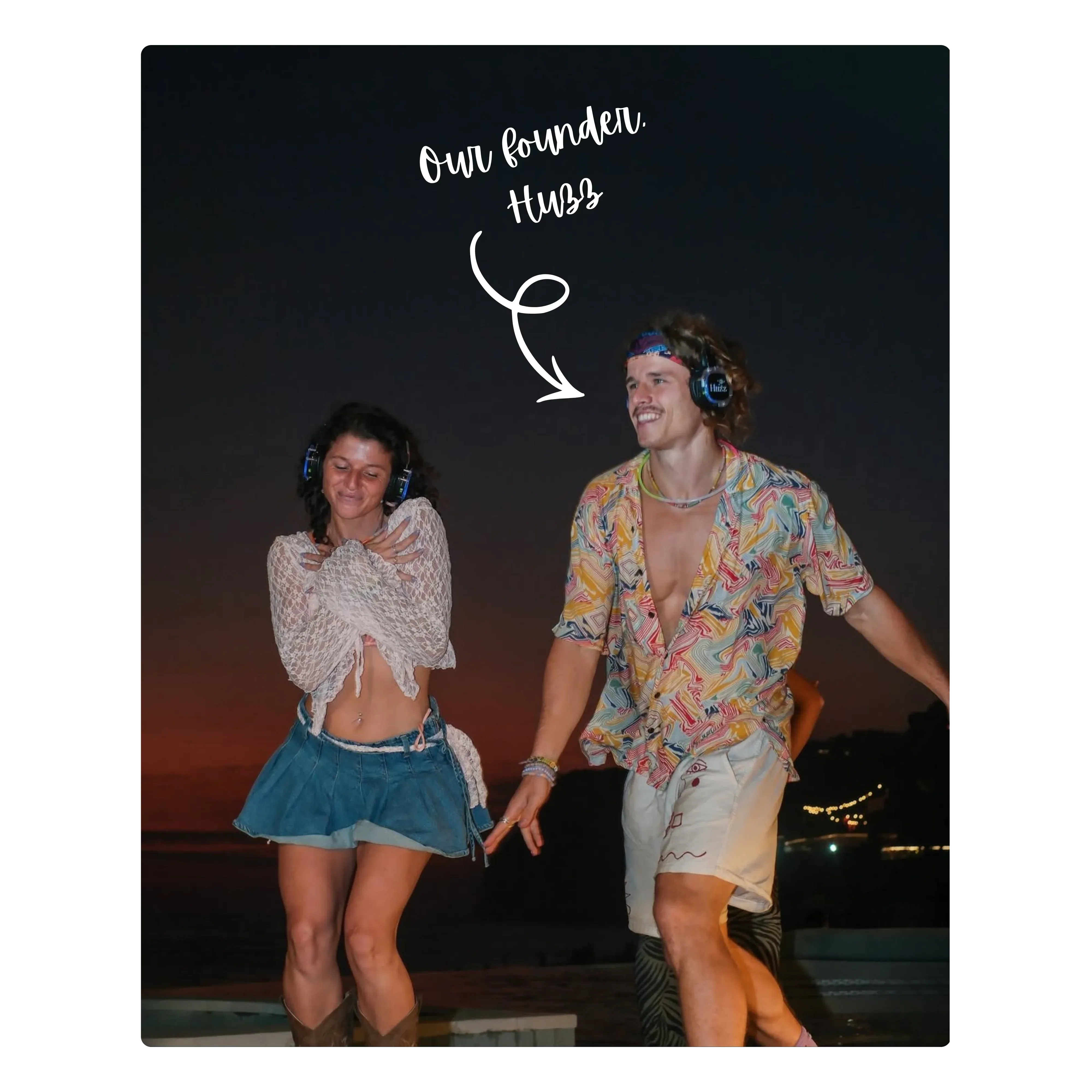 Large silent disco festival with hundreds of LED headphones